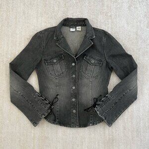 A/X Armani Exchange Jeans Denim Jacket L Lace Up Sleeves